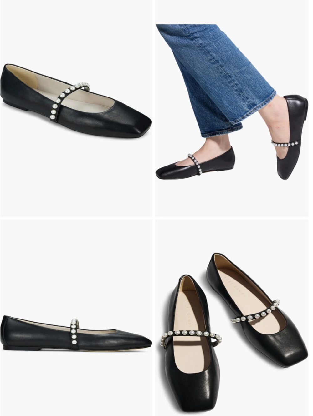 Yosi Samra Black Pearl-Embellished Mary Jane Flats